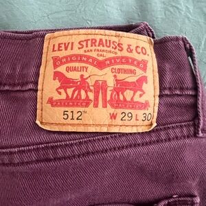 Levi’s 512 Slim Taper Jeans 29x30 Deep Plum Denim Pants Mens